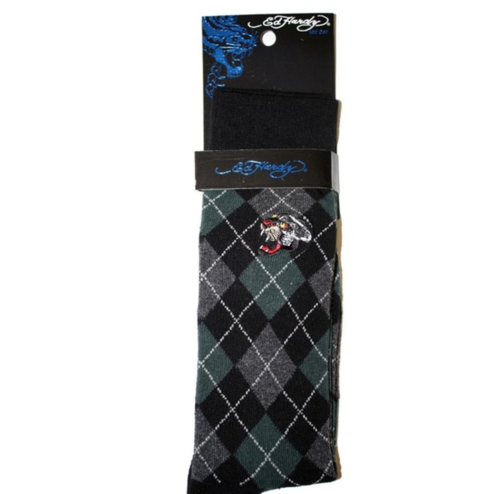 3 Pair NWT Ed Hardy Mens Socks Size 10 - 13 Mixed Designs - Picture 5 of 7